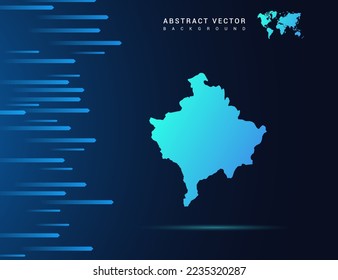Kosovo-Karte mit abstrakter blauer Hintergrundtechnologie.