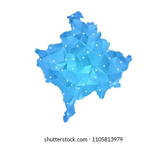 Kosovo Map - Abstract geometric rumpled triangular low poly style gradient graphic on white background , line dots polygonal design for your . Vector illustration eps 10.