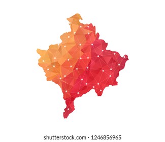 Kosovo Map - Abstract geometric rumpled triangular low poly style gradient graphic on white background , line dots polygonal design for your . Vector illustration eps 10.