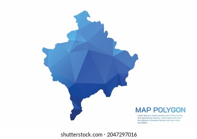 Kosovo Map Abstract geometric rumpled triangular low poly style gradient graphic on white background