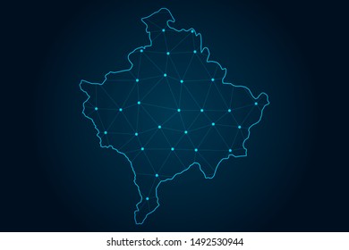 kosovo map with Abstract mash line and point scales on Dark background . design polygon sphere . Wire frame 3D mesh polygonal network line . Vector illustration eps 10.