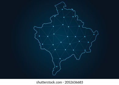 kosovo map , Abstract mash line and point scales on dark background for your web site design map logo, app, ui,Travel. Vector illustration eps 10.