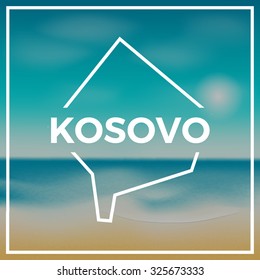 Kosovo map against the backdrop of beach and tropical sea with bright sun. EPS10 vector