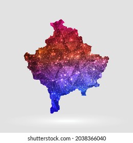 Kosovo map background in polygonal style. Vector illustration low poly colorful Kosovo map of isolated. Vector EPS 10.