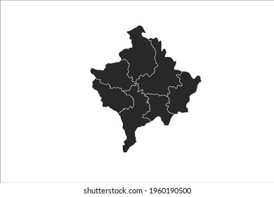 Kosovo Map black Color on White Backgound