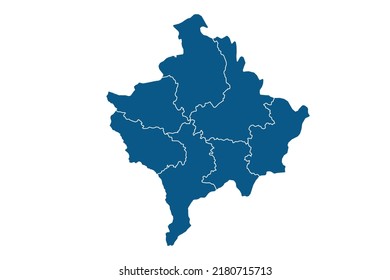 Kosovo Map blue Color on White Backgound