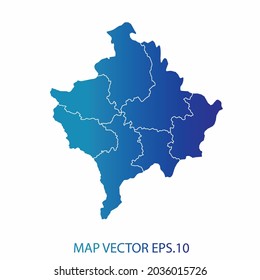 Kosovo map, blue gradient color , infographic style , on white background with Map World. Wire frame 3D mesh , map 3D,