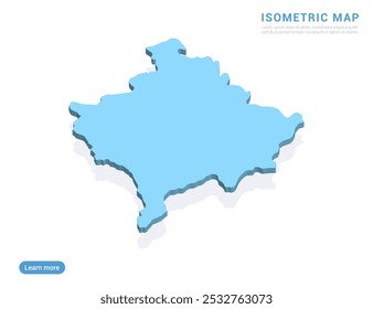 Mapa de Kosovo azul sobre fondo blanco con Vector isométrico.