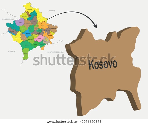 Kosovo Map Cities 3d Kosovo Stock Vector Royalty Free 2076620395   Kosovo Map Cities 3d 600w 2076620395 