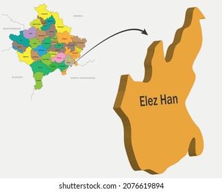 Kosovo Map and cities 3D - Elez Han