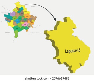Mapa de Kosovo y ciudades 3D - Leposavática