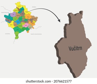 Mapa de Kosovo y ciudades 3D - Vucitrn