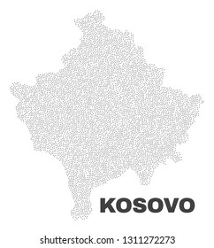 Kosovo map designed with little dots. Vector abstraction in black color is isolated on a white background. Random little points are organized into Kosovo map.
