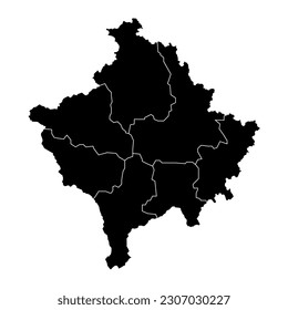 Kosovo map with districts. Vector illustration.