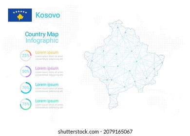 Kosovo map with elements of infographics template. Vector eps10.