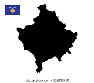 Kosovo Map with Flag Vector