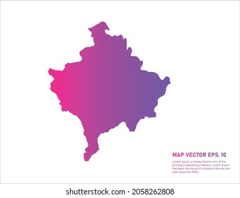 Kosovo map gradient color . on white background. 