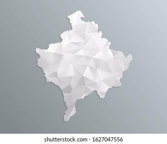 Kosovo map gray in polygonal style on dark background. isolated vector illustration eps 10.