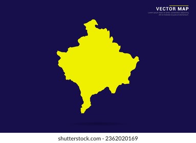 Kosovo map - High Detailed. Yellow color on dark background. Abstract design vector.