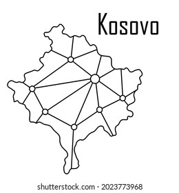 Kosovo-Karte Symbol, Vektorgrafik auf schwarz auf weißem Hintergrund.