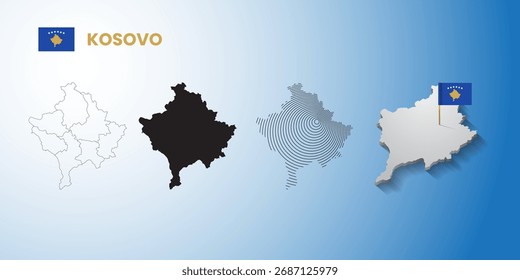 Abbildung der Kosovo-Karte mit Flagge
