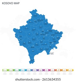 Kosovo Map - Infographic detailed map with regions and cities of the country. Vector illustration EPS10.