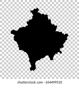 Kosovo map isolated on transparent background. Black map for your design. Vector illustration, easy to edit.