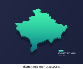 Kosovo map of isometric green gradient vector illustration.