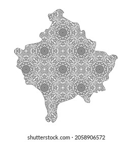 Mapa de Kosovo con Mandala Design. Ilustración vectorial