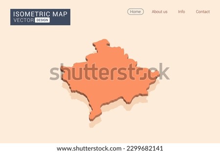 Kosovo map orange with isometric vector.