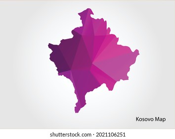 Kosovo Map pink Color on white background polygonal