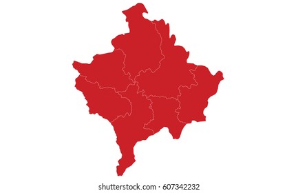 Kosovo Map Red Color