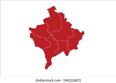 Kosovo Map Red Color on White Backgound