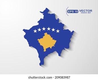 Kosovo Map With Shadow Effect.