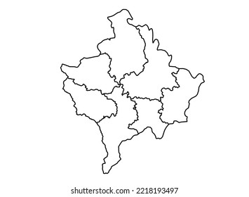 Kosovo Map shadow in minimal line outline thin shape isolated vector illustration