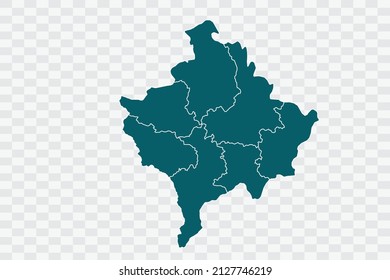 Kosovo Map Teal Green Color on Backgound png