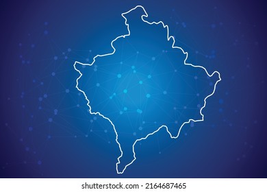 Kosovo Map Technology  with network connection background