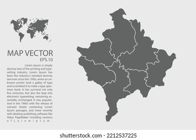 Kosovo map vector, Abstract design vector illustration Eps 10. High Detailed on white background.