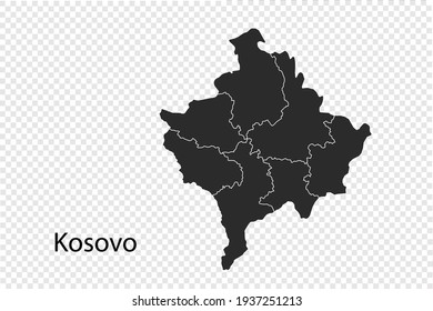 Kosovo map vector, black color. isolated on transparent background