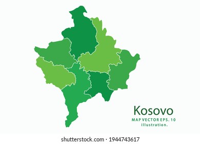 Mapa de Kosovo. Vector eps10. color verde. con un fondo blanco.