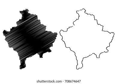 Kosovo map vector illustration, scribble sketch Kosovo map