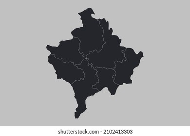 Kosovo map vector, isolated on gray background