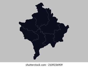 Kosovo map vector, Isolated on gray background