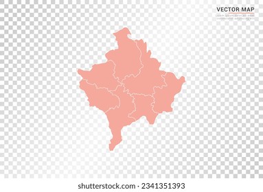 Kosovo map vector orange color on transparent background.