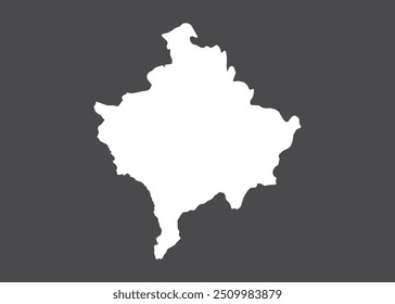 Kosovo mapa vetor, cor branca, Não isolado no fundo escuro