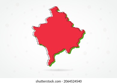 Mapa de Kosovo - Mapa Mundial Plantilla vectorial internacional con esbozo rojo, verde y negro aislado en fondo blanco - Ilustración vectorial 10