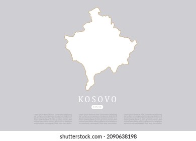 Kosovo-Karte - Weltkarte - Internationale Vektorvorlage mit weißer Farbe und dünner goldener Skizze-Skizze einzeln auf grauem Hintergrund für Design - Vektorgrafik eps10