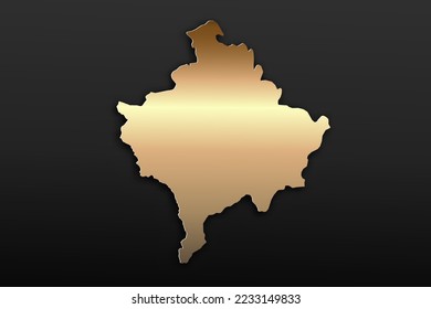 Kosovo-Karte - Weltkarte Internationale Vektorvorlage mit 3D, goldener Luxus-Stil einschließlich Schatten auf schwarzem Hintergrund für Design, Bildung, Website, Infografik - Vektorgrafik eps10