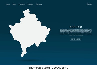 Kosovo Map - World map international vector template with 3d white color on dark blue and green gradient color background for website template design, infographic - Vector illustration eps 10