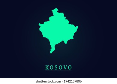 Kosovo Map - World map vector template with green color gradient isolated on dark background - Vector illustration eps 10